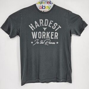 Under Armour Project Rock Shirt Mens Large Hardest Worker Graphic Tee Gray Gym